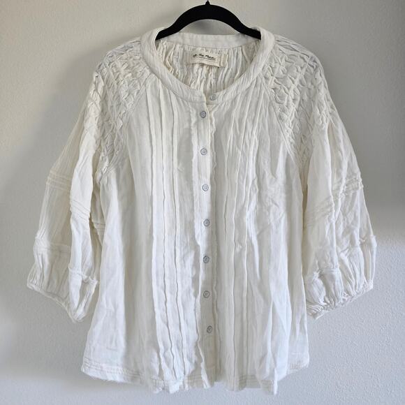 Free People We the Free Secret Falls Smock Top Cotton Ivory Size M Cottagecore - Picture 4 of 13